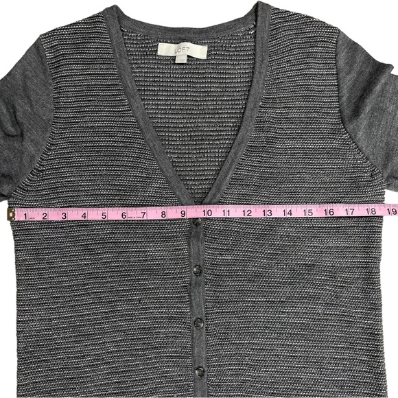 Ann Taylor Loft size large grey shimmery button up vneck cardigan sweater EUC - Picture 11 of 15